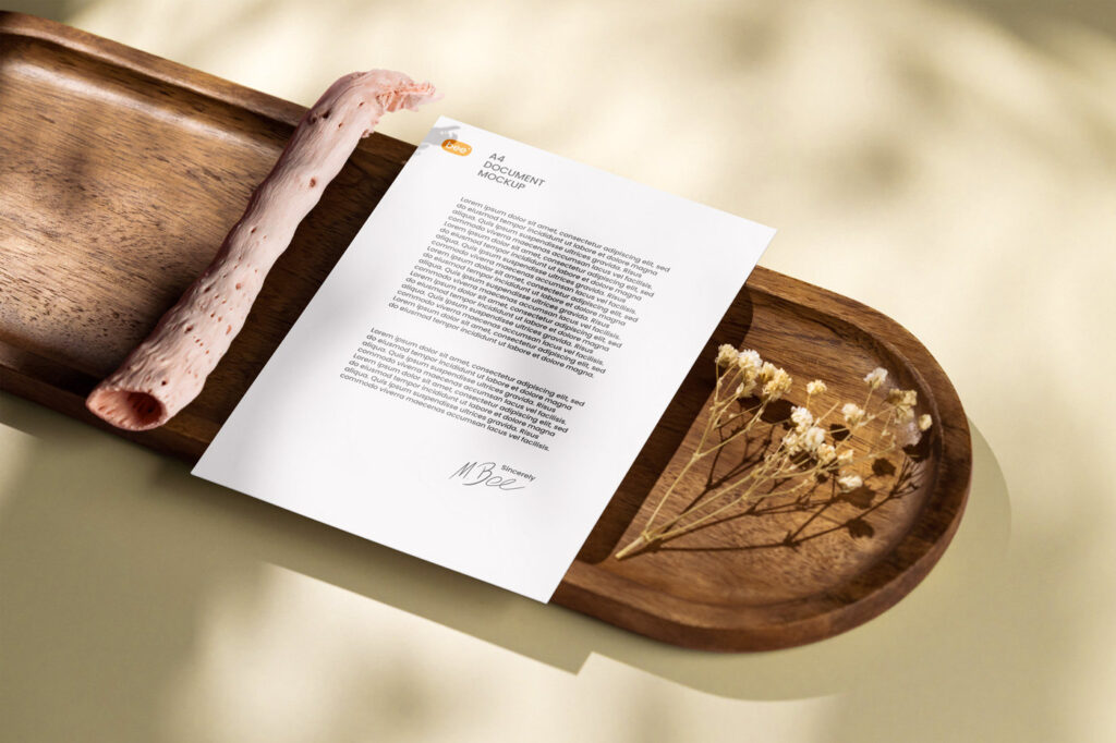 Perspective Sight of Letterhead Mockup with Branch