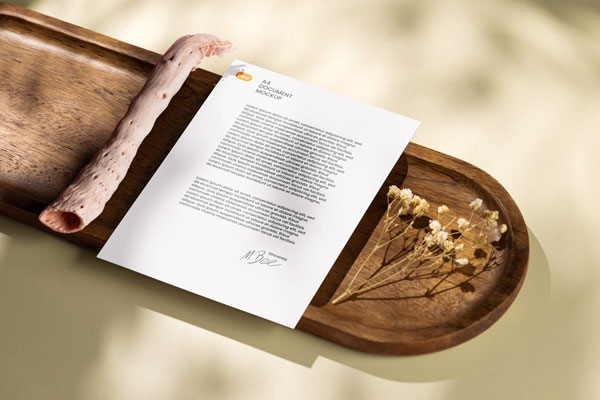 Perspective Sight of Letterhead Mockup with Branch