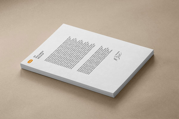 Perspective Sight of Lying Letterhead Stack Mockup