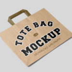 Perspective Sight of Lying Wide Paper Bag Mockup