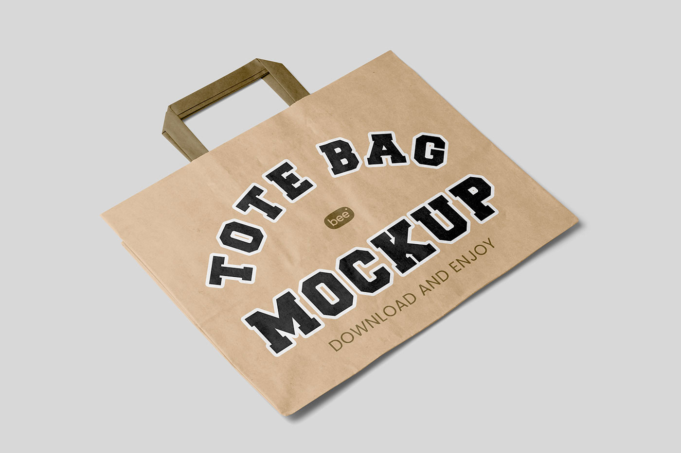 Free Perspective Sight of Lying Wide Paper Bag Mockup PSD Template