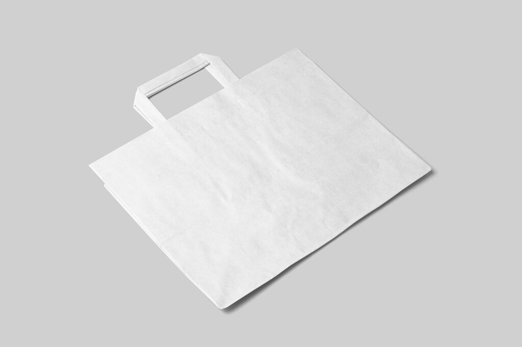 Perspective Sight of Lying Wide Paper Bag Mockup