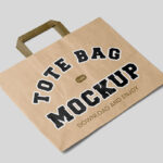 Perspective Sight of Lying Wide Paper Bag Mockup