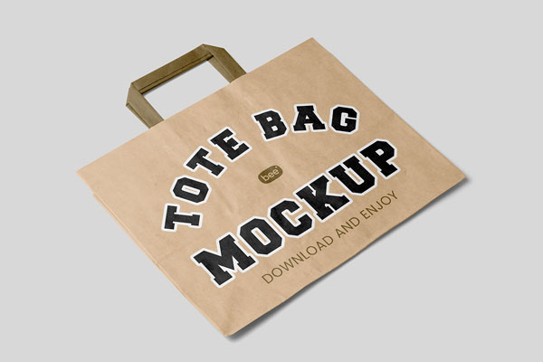 Perspective Sight of Lying Wide Paper Bag Mockup