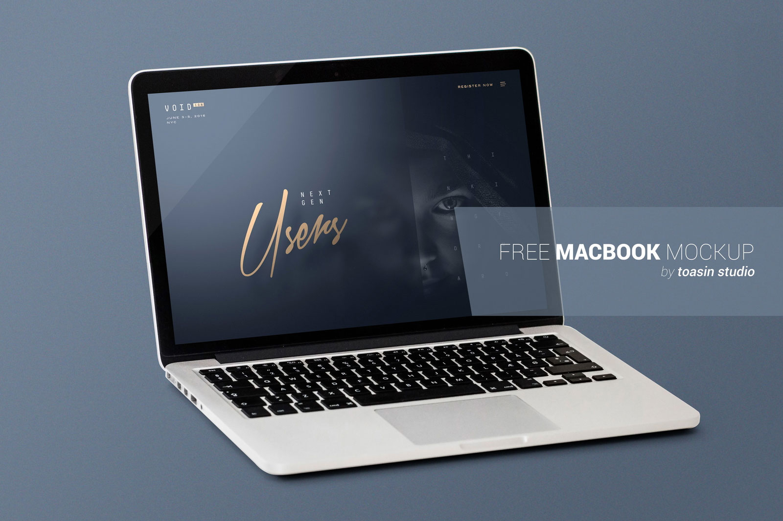 Free Perspective Sight of MacBook Mockup PSD Template