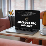 Perspective Sight of MacBook Pro Mockup on Table