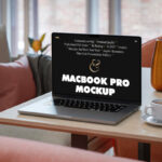 Perspective Sight of MacBook Pro Mockup on Table