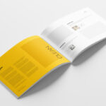 Perspective Sight of Open A4 Landscape Magazine Mockup