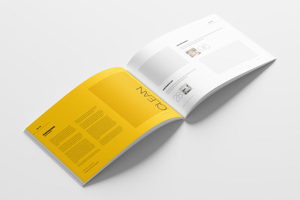 Perspective Sight of Open A4 Landscape Magazine Mockup