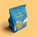 Perspective Sight of Paper Coffee Bag Mockup