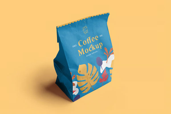 Perspective Sight of Paper Coffee Bag Mockup