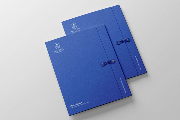 Perspective Sight of Paper Folder Mockup with String