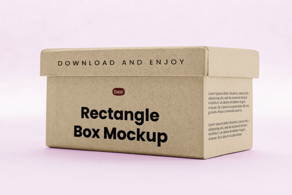 Perspective Sight of Rectangle Paper Box Mockup