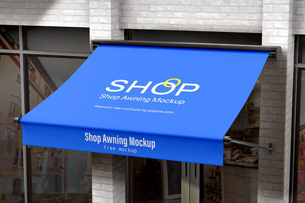 Perspective Sight of Shop Awning Mockup