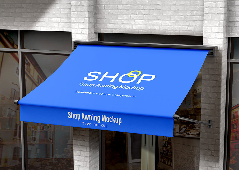 Perspective Sight of Shop Awning Mockup