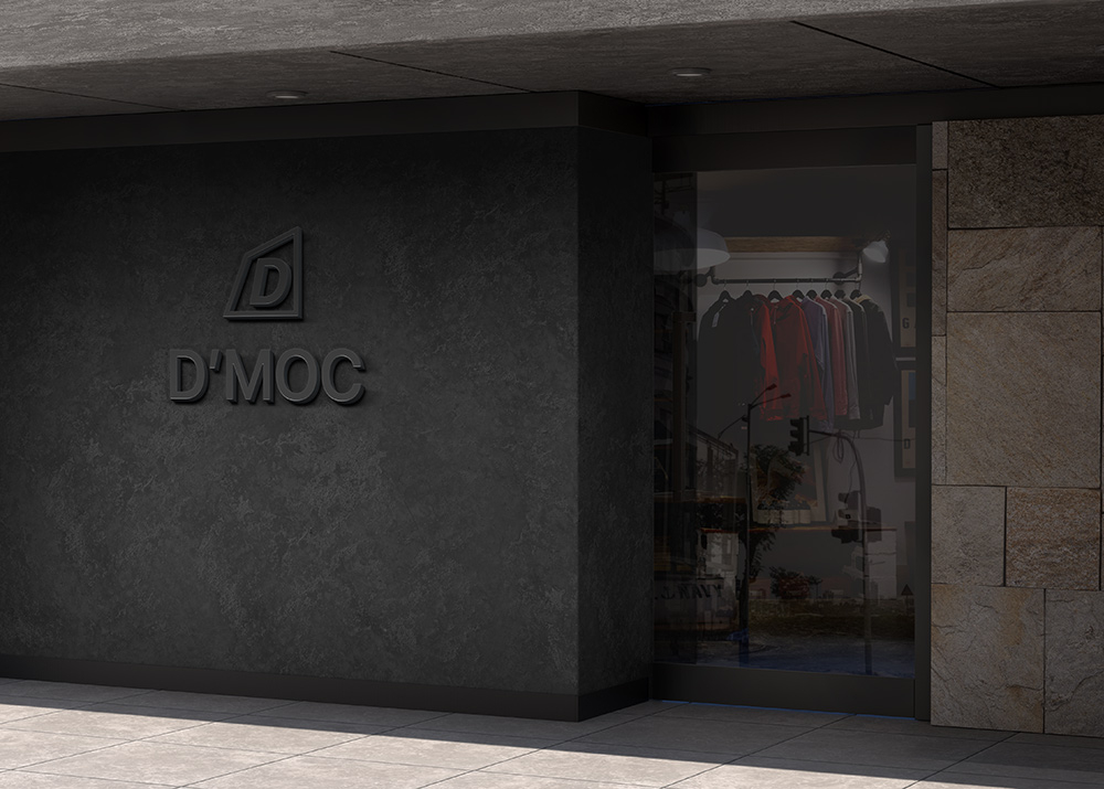 Perspective Sight of Shop Wall Logo Mockup