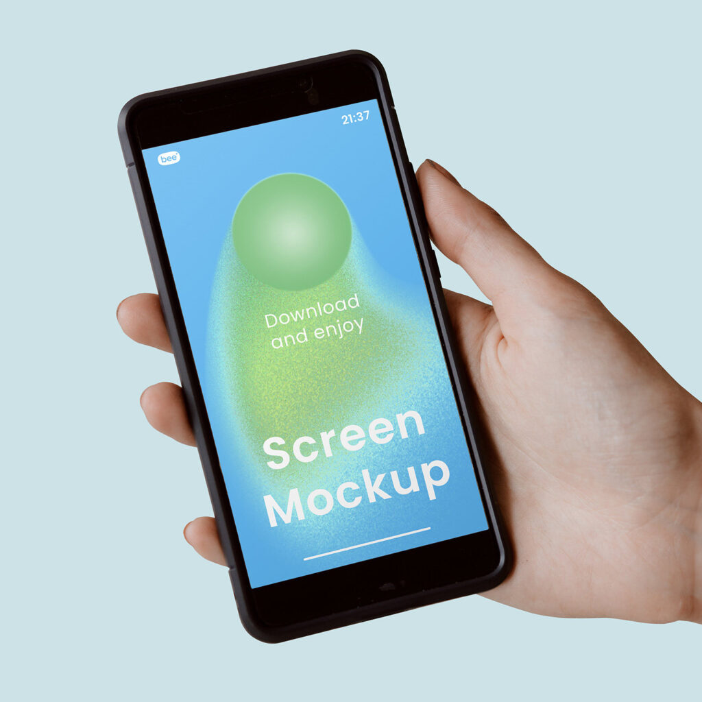 Perspective Sight of Smartphone Mockup in Hand