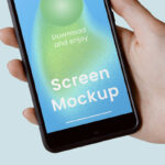 Perspective Sight of Smartphone Mockup in Hand