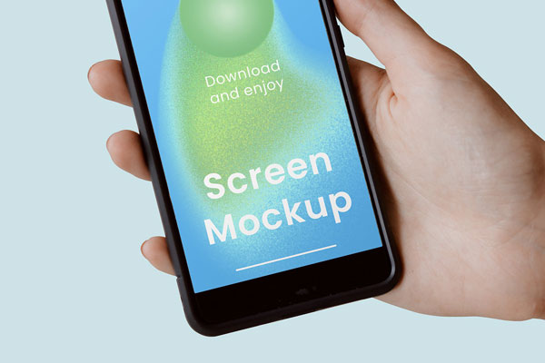 Perspective Sight of Smartphone Mockup in Hand