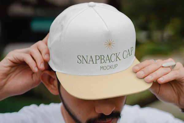 Perspective Sight of Snapback Cap Mockup