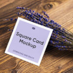 Perspective Sight of Square Card Mockup on Lavender