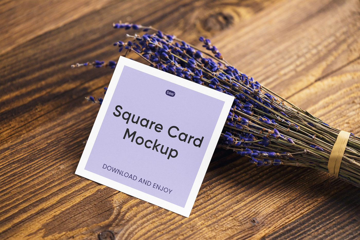 Perspective Sight of Square Card Mockup on Lavender FREE PSD