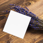 Perspective Sight of Square Card Mockup on Lavender