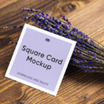 Perspective Sight of Square Card Mockup on Lavender