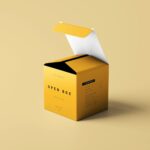 Perspective Sight of Square Open Box Mockup