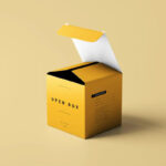 Perspective Sight of Square Open Box Mockup