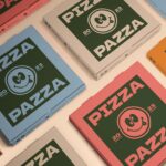 Perspective Sight of Square Pizza Boxes Mockup