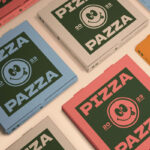 Perspective Sight of Square Pizza Boxes Mockup