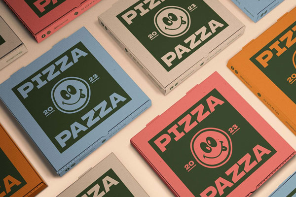 Perspective Sight of Square Pizza Boxes Mockup