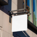 Perspective Sight of Square Street Signage Mockup
