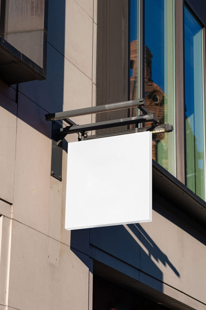 Perspective Sight of Square Street Signage Mockup