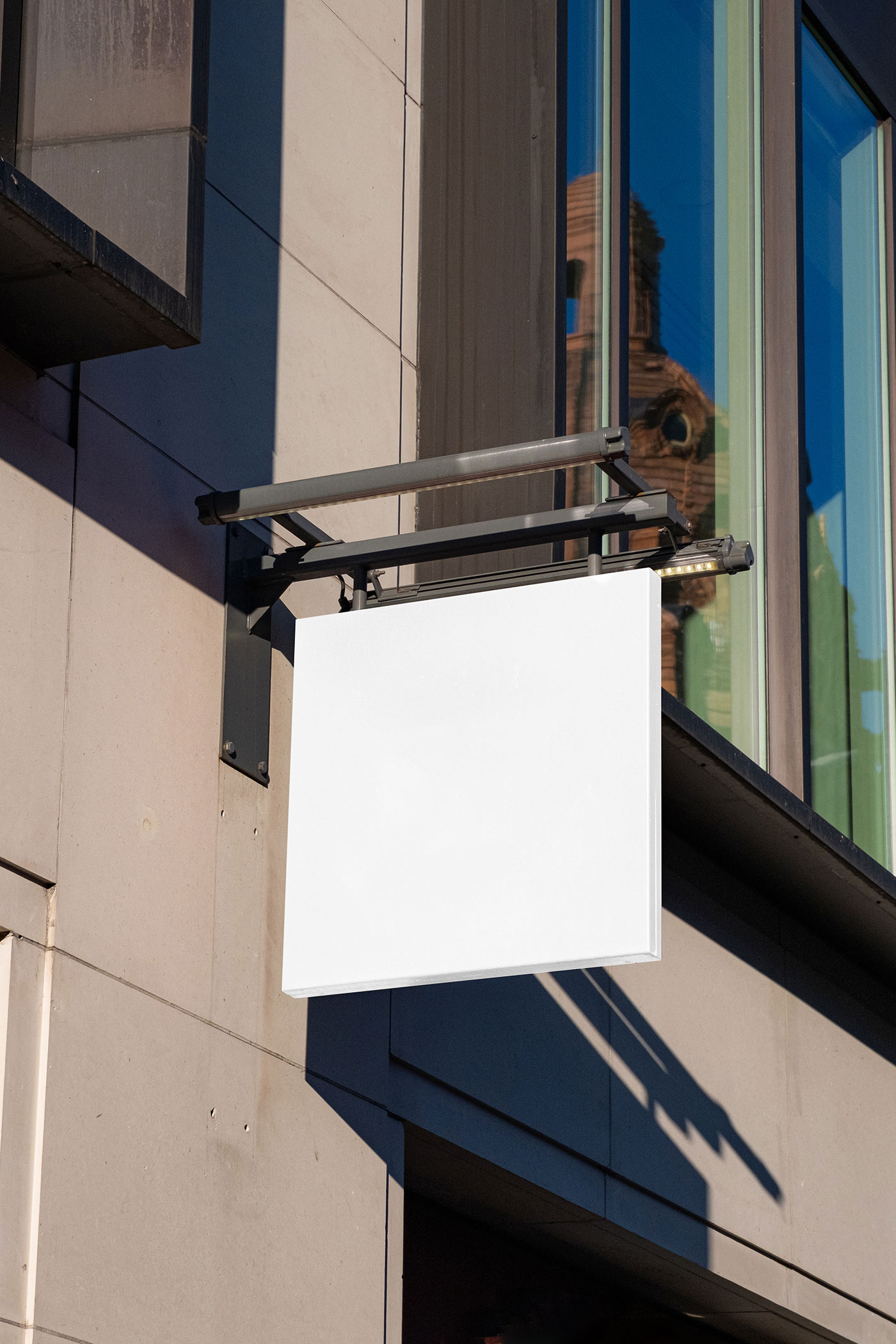 Free Perspective Sight of Square Street Signage Mockup PSD Template