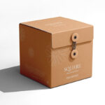 Perspective Sight of Square String Gift Box Mockup
