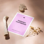 Perspective Sight of Stationery Paper Card Mockup