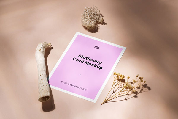 Perspective Sight of Stationery Paper Card Mockup