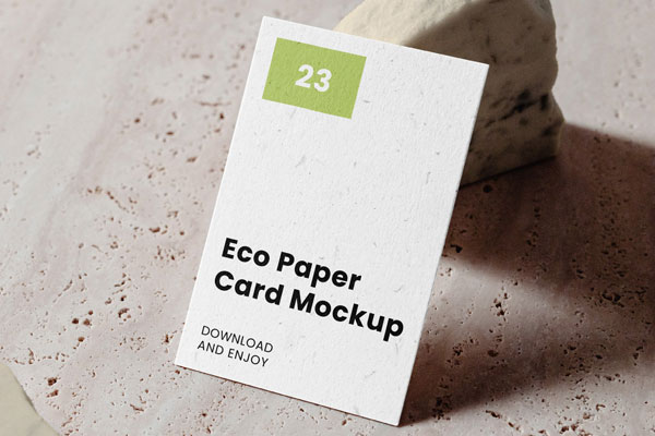 Perspective Sight of Vertical Card Mockup on Stones