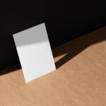 Perspective Sight of Vertical Paper Card Mockup