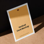 Perspective Sight of Vertical Paper Card Mockup