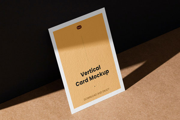 Perspective Sight of Vertical Paper Card Mockup
