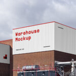 Perspective Sight of Warehouse Building Mockup