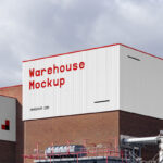 Perspective Sight of Warehouse Building Mockup