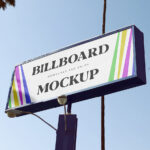 Perspective Sight of Wide Billboard Mockup