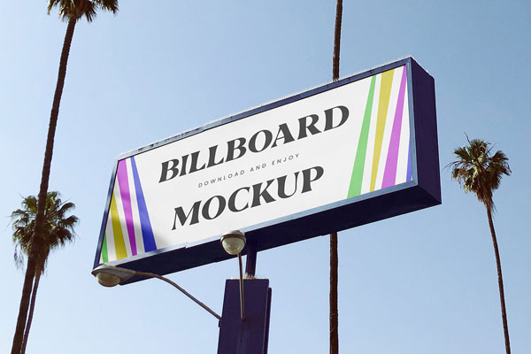 Perspective Sight of Wide Billboard Mockup