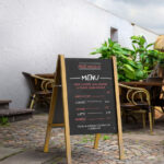 Perspective Sight of Wooden Chalkboard A-Frame Sign Mockup