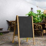 Perspective Sight of Wooden Chalkboard A-Frame Sign Mockup