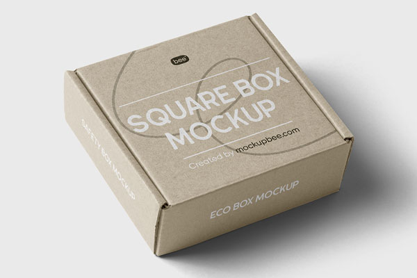 Perspective Square Box Mockup